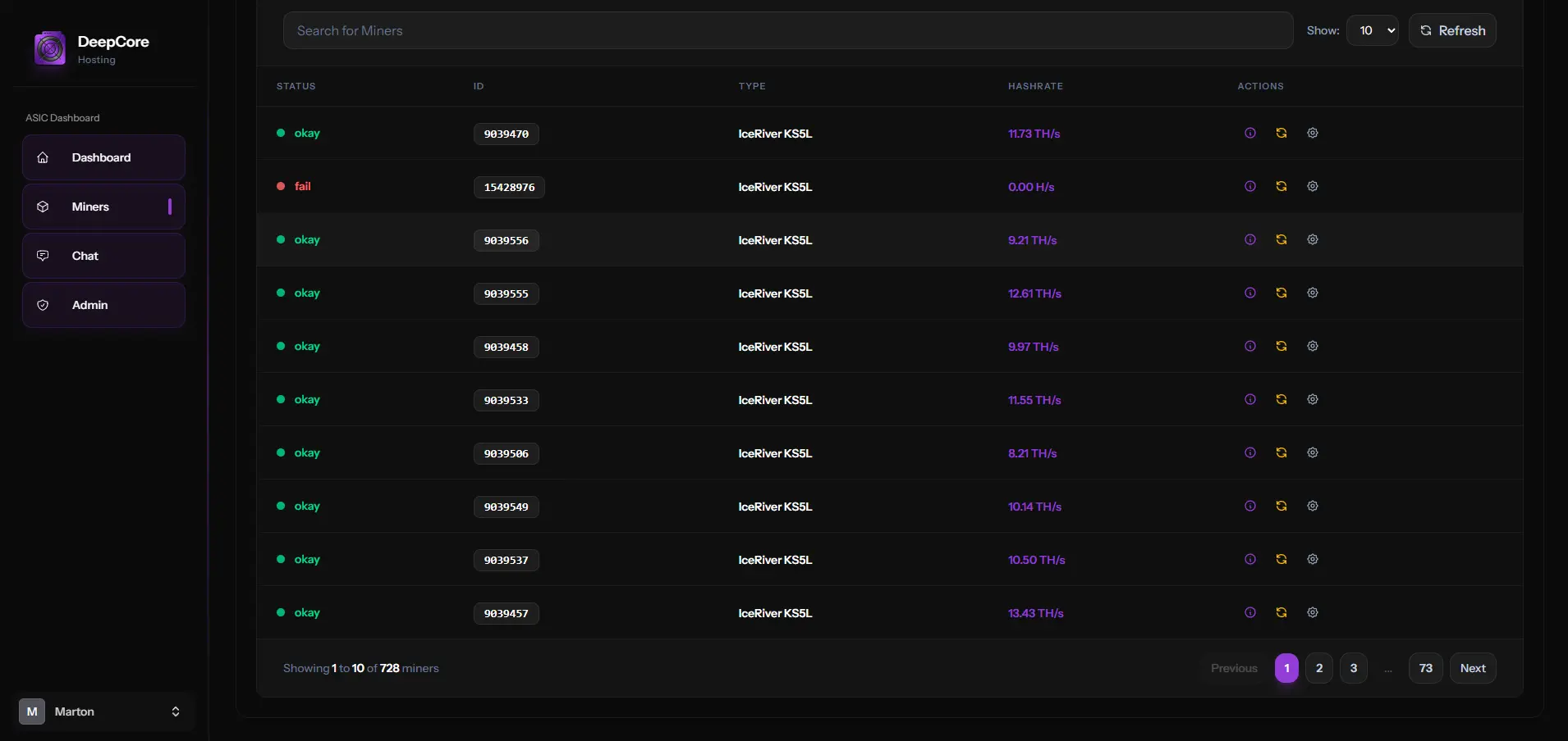 DeepCore Hosting screenshot