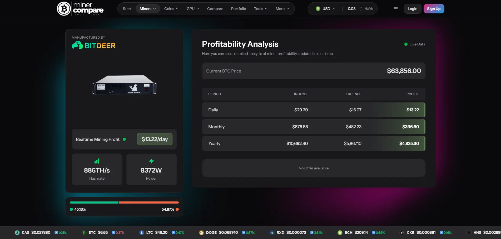 MinerCompare screenshot